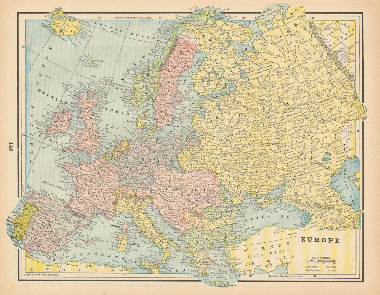 Europe. Unresolved Sweden/Finland/Russia border in Lapland. CRAM 1894 old map
